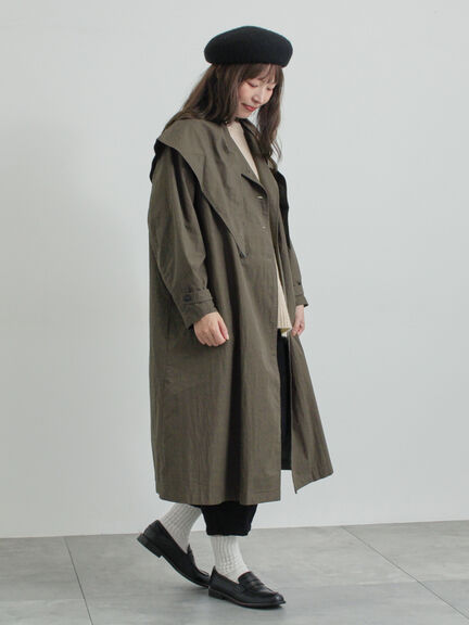 三角巾付きWボタンコート（モカ/グリーン）｜TSUHARU by Samansa Mos2（ツハルバイサマンサモスモス）通販
