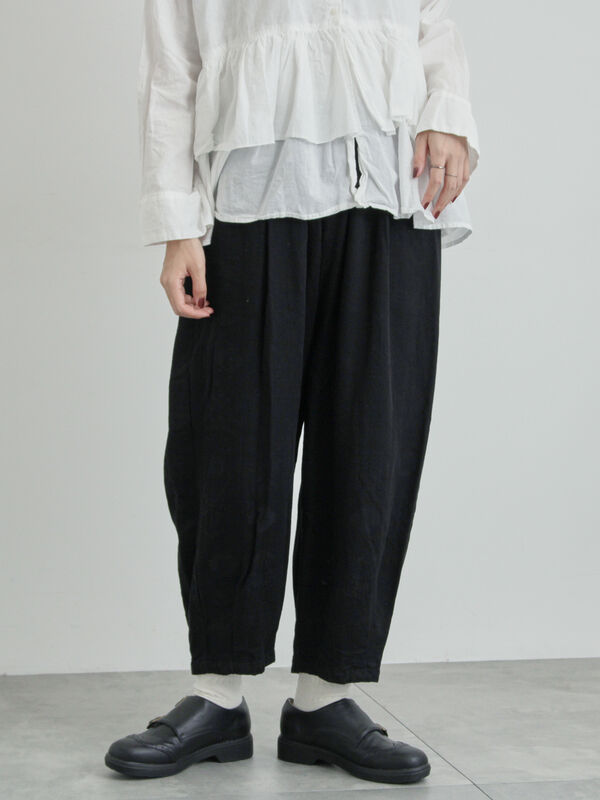 コットンジャカードコクーンパンツ（オフホワイト/グレー