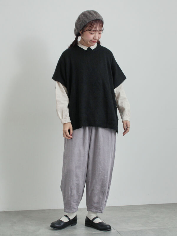 コットンジャカードコクーンパンツ（オフホワイト/グレー/ブラック