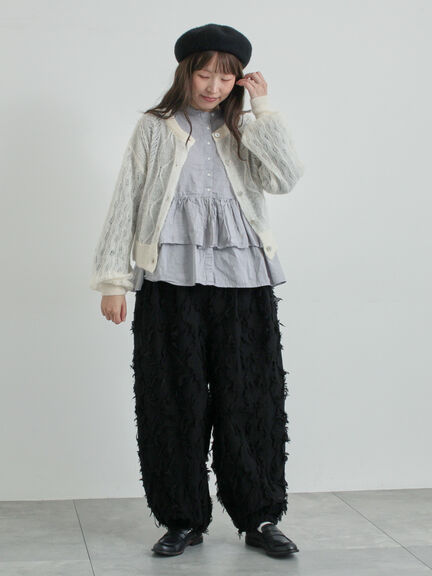 綿麻平織り製品染めティアードブラウス（オフホワイト/グレー/ブラック）｜TSUHARU by Samansa Mos2（ツハルバイサマンサモスモス）通販