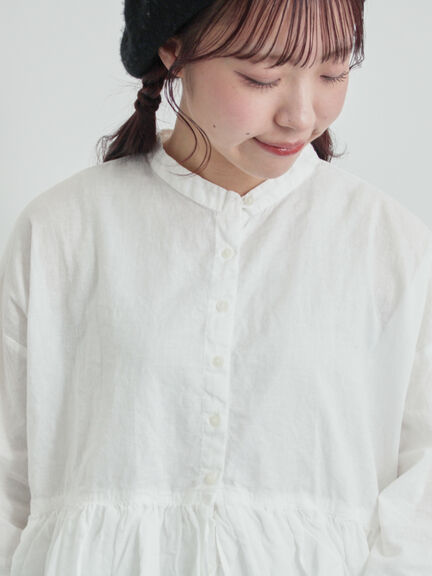 綿麻平織り製品染めティアードブラウス（オフホワイト/グレー/ブラック）｜TSUHARU by Samansa Mos2（ツハルバイサマンサモスモス）通販