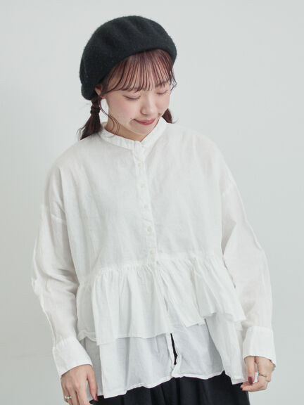 綿麻平織り製品染めティアードブラウス（オフホワイト/グレー/ブラック）｜TSUHARU by Samansa Mos2（ツハルバイサマンサモスモス）通販