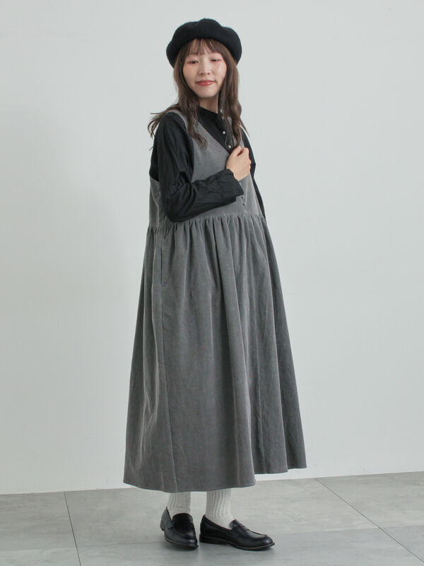 セール】 綿麻平織り製品染めティアードブラウス（オフホワイト/グレー