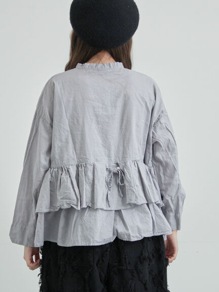 綿麻平織り製品染めティアードブラウス（オフホワイト/グレー/ブラック）｜TSUHARU by Samansa Mos2（ツハルバイサマンサモスモス）通販