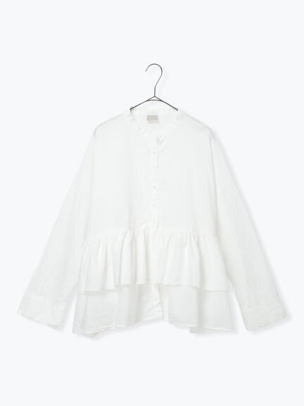 綿麻平織り製品染めティアードブラウス（オフホワイト/グレー/ブラック）｜TSUHARU by Samansa Mos2（ツハルバイサマンサモスモス）通販