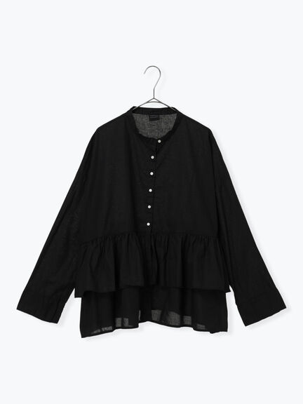 綿麻平織り製品染めティアードブラウス（オフホワイト/グレー/ブラック）｜TSUHARU by Samansa Mos2（ツハルバイサマンサモスモス）通販