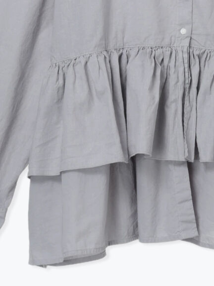 綿麻平織り製品染めティアードブラウス（オフホワイト/グレー/ブラック）｜TSUHARU by Samansa Mos2（ツハルバイサマンサモスモス）通販