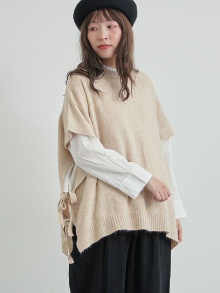 TSUHARU by Samansa Mos2 手編みクロシェニットベストグレー TSUHARU