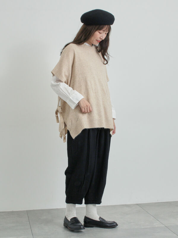セール】 ウール混2WAYニットベスト（ブラック/ベージュ/アウター