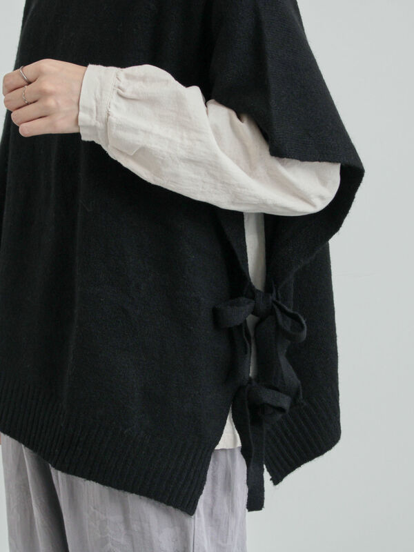 セール】 ウール混2WAYニットベスト（ブラック/ベージュ/アウター