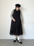 【WEB限定 Sサイズ】カットワーク刺繍前後着ノースリワンピース（ブラック）｜TSUHARU by Samansa Mos2（ツハルバイサマンサモスモス）通販