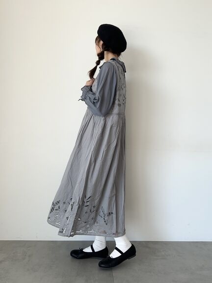 【WEB限定 Sサイズ】カットワーク刺繍前後着ノースリワンピース（ブラック/ブルー/キナリ）｜TSUHARU by Samansa Mos2（ツハルバイサマンサモスモス）通販