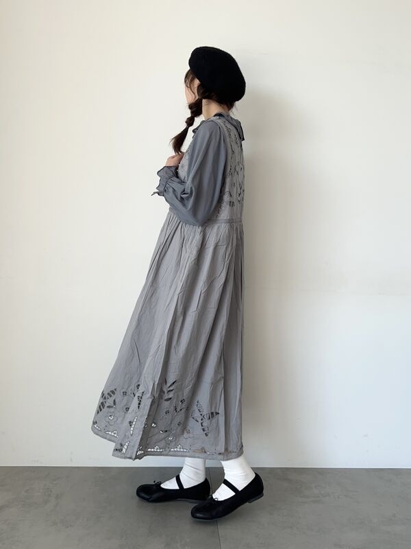 ツハル 新品 モノグラム刺繍ワンピース ブラック ツハルバイサマンサモスモスモノグラム刺繍ワンピースブラック