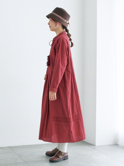 【WEB限定 Sサイズ】刺繍切替レースワンピース（ブラック/ボルドー/キナリ）｜TSUHARU by Samansa Mos2（ツハルバイサマンサモスモス）通販