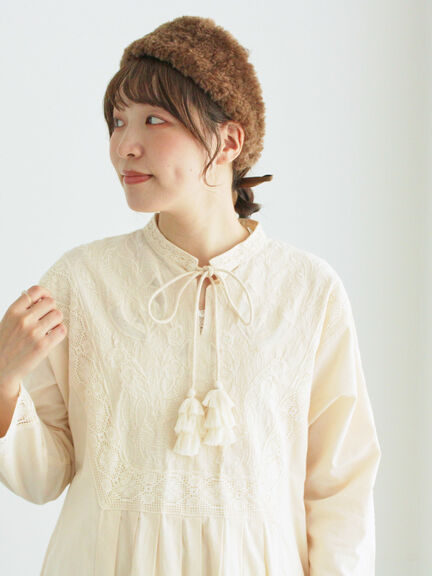 【WEB限定 Sサイズ】刺繍切替レースワンピース（ブラック/ボルドー/キナリ）｜TSUHARU by Samansa Mos2（ツハルバイサマンサモスモス）通販