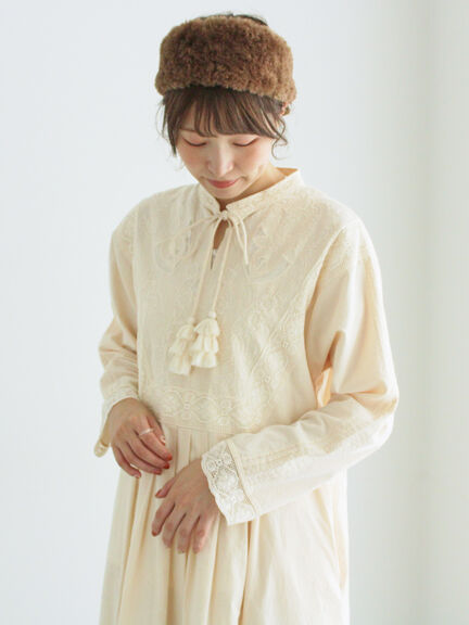 【WEB限定 Sサイズ】刺繍切替レースワンピース（ブラック/ボルドー/キナリ）｜TSUHARU by Samansa Mos2（ツハルバイサマンサモスモス）通販