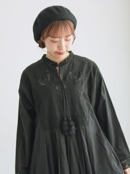 【WEB限定 Sサイズ】刺繍切替レースワンピース（ブラック/ボルドー/キナリ）｜TSUHARU by Samansa Mos2（ツハルバイサマンサモスモス）通販