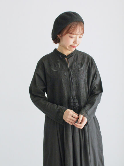 【WEB限定 Sサイズ】刺繍切替レースワンピース（ブラック/ボルドー/キナリ）｜TSUHARU by Samansa Mos2（ツハルバイサマンサモスモス）通販