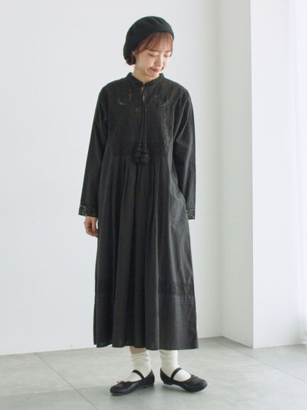 【WEB限定 Sサイズ】刺繍切替レースワンピース（ブラック/ボルドー/キナリ）｜TSUHARU by Samansa Mos2（ツハルバイサマンサモスモス）通販