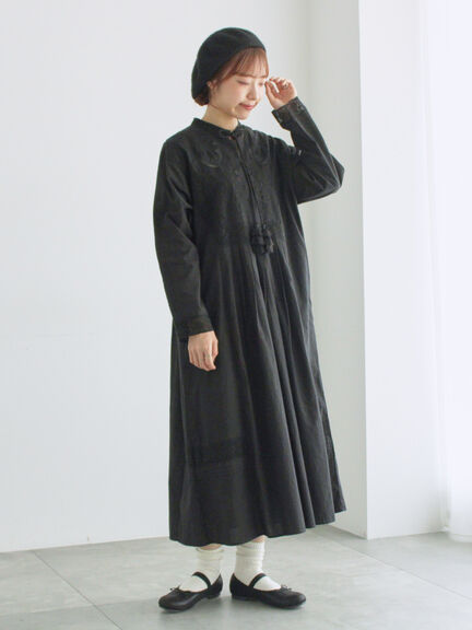 【WEB限定 Sサイズ】刺繍切替レースワンピース（ブラック/ボルドー/キナリ）｜TSUHARU by Samansa Mos2（ツハルバイサマンサモスモス）通販