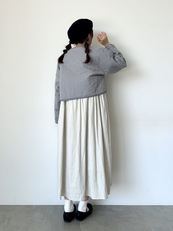 中綿カットワークキルトジャケット（ブラック/ブルー/キナリ/アウター