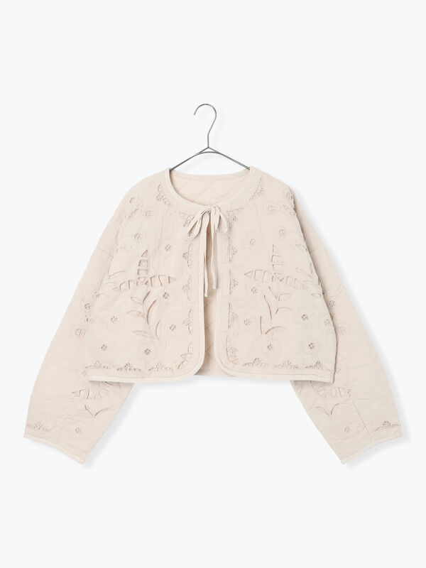 中綿カットワークキルトジャケット（ブラック/ブルー/キナリ/アウター