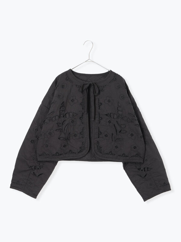 中綿カットワークキルトジャケット（ブラック/ブルー/キナリ/アウター