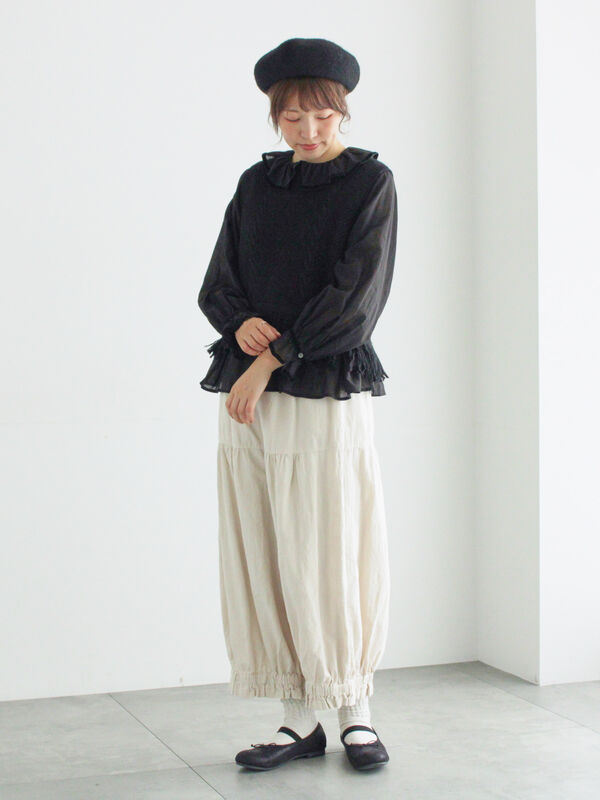 裾フリンジ前後着ニットベスト（ブラック/ベージュ/ブラウン/アウター