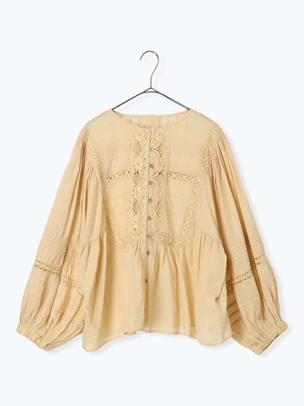 新品未使用ツハルTSUHARUリネン切替レーススカート(イエロー)SM2 新品未使用ツハルTSUHARUリネン切替レーススカート(イエロー)SM2