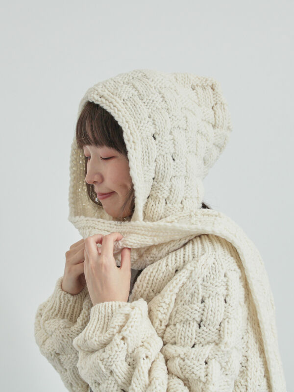 【ペルーニット】柄編みバラクラバ（オフホワイト）｜TSUHARU by Samansa Mos2（ツハルバイサマンサモスモス）通販