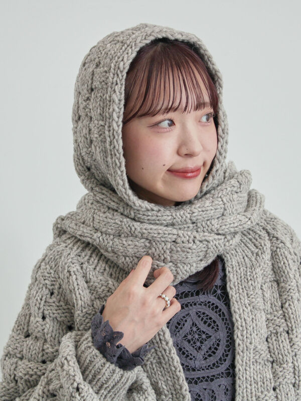 【ペルーニット】柄編みバラクラバ（グレー）｜TSUHARU by Samansa Mos2（ツハルバイサマンサモスモス）通販
