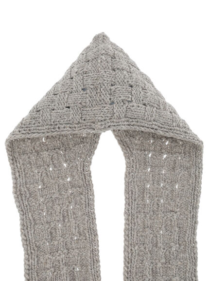 【ペルーニット】柄編みバラクラバ（オフホワイト/グレー）｜TSUHARU by Samansa Mos2（ツハルバイサマンサモスモス）通販