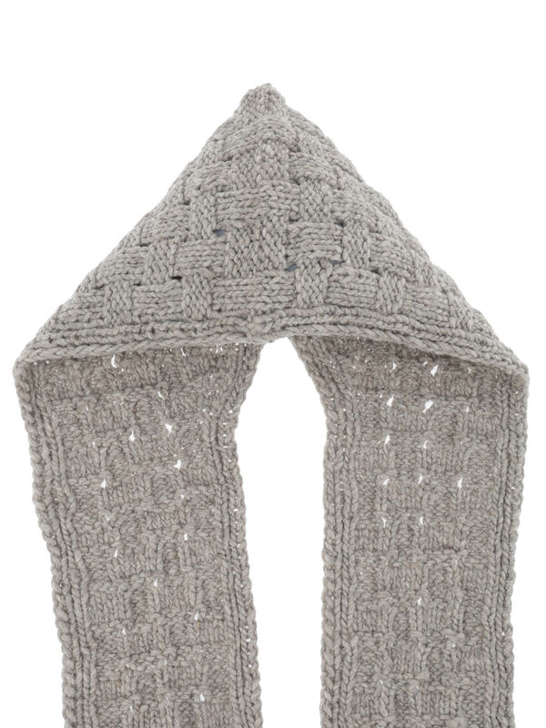 ペルーニット】柄編みバラクラバ（オフホワイト/グレー/アクセサリー