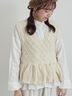 【ペルーニット】裾フリル前後着ベスト（オフホワイト/チャコールグレー）｜TSUHARU by Samansa Mos2（ツハルバイサマンサモスモス）通販