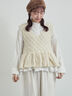 【ペルーニット】裾フリル前後着ベスト（オフホワイト/チャコールグレー）｜TSUHARU by Samansa Mos2（ツハルバイサマンサモスモス）通販