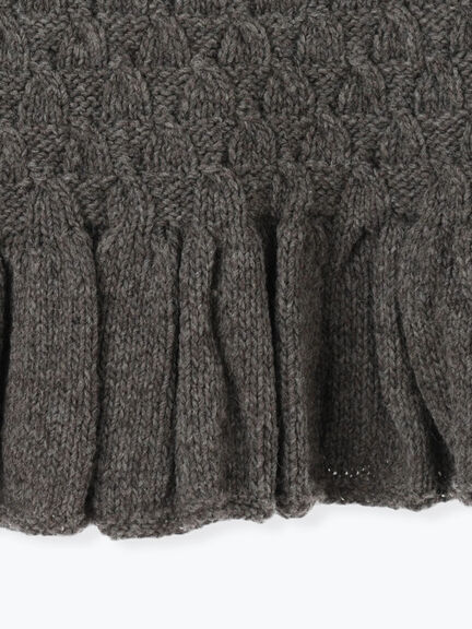 【ペルーニット】裾フリル前後着ベスト（オフホワイト/チャコールグレー）｜TSUHARU by Samansa Mos2（ツハルバイサマンサモスモス）通販