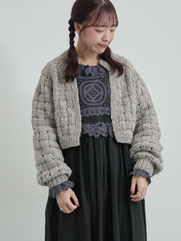 【ペルーニット】ショート丈カーディガン（グレー）｜TSUHARU by Samansa Mos2（ツハルバイサマンサモスモス）通販