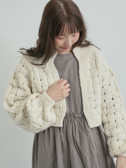 【ペルーニット】ショート丈カーディガン（オフホワイト/グレー）｜TSUHARU by Samansa Mos2（ツハルバイサマンサモスモス）通販