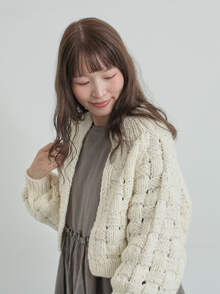 【ペルーニット】ショート丈カーディガン（オフホワイト/グレー）｜TSUHARU by Samansa Mos2（ツハルバイサマンサモスモス）通販