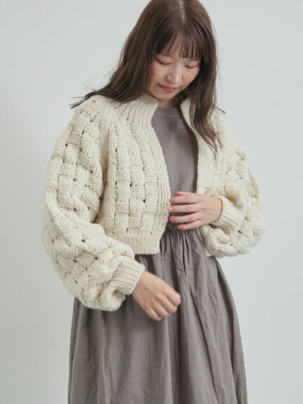 【ペルーニット】ショート丈カーディガン（オフホワイト/グレー）｜TSUHARU by Samansa Mos2（ツハルバイサマンサモスモス）通販