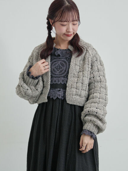 【ペルーニット】ショート丈カーディガン（オフホワイト/グレー）｜TSUHARU by Samansa Mos2（ツハルバイサマンサモスモス）通販