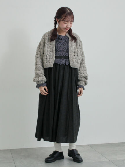 【ペルーニット】ショート丈カーディガン（オフホワイト/グレー）｜TSUHARU by Samansa Mos2（ツハルバイサマンサモスモス）通販