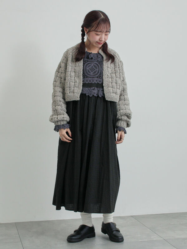 セール】 【ペルーニット】ショート丈カーディガン（オフホワイト