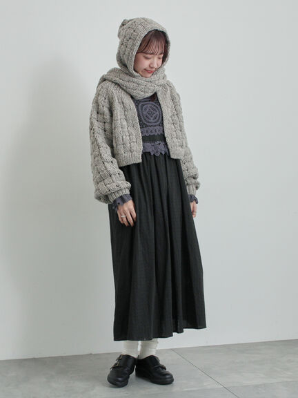 【ペルーニット】ショート丈カーディガン（オフホワイト/グレー）｜TSUHARU by Samansa Mos2（ツハルバイサマンサモスモス）通販