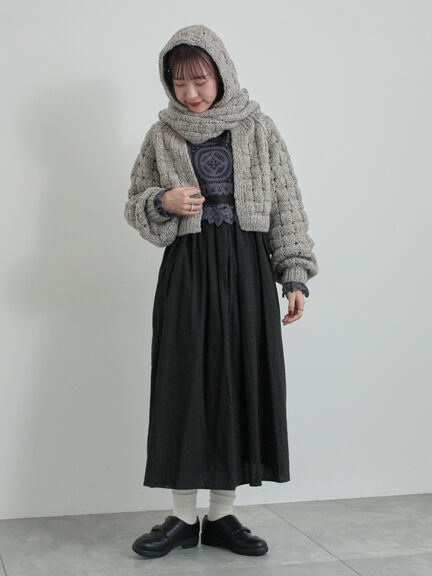 【ペルーニット】ショート丈カーディガン（オフホワイト/グレー）｜TSUHARU by Samansa Mos2（ツハルバイサマンサモスモス）通販