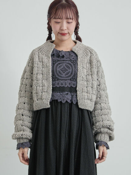 【ペルーニット】ショート丈カーディガン（オフホワイト/グレー）｜TSUHARU by Samansa Mos2（ツハルバイサマンサモスモス）通販