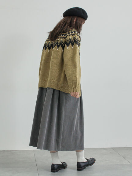 【ペルーニット】ジャカード柄ニットカーディガン（チャコールグレー/オリーブ）｜TSUHARU by Samansa Mos2（ツハルバイサマンサモスモス）通販