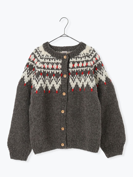 【ペルーニット】ジャカード柄ニットカーディガン（チャコールグレー/オリーブ）｜TSUHARU by Samansa Mos2（ツハルバイサマンサモスモス）通販