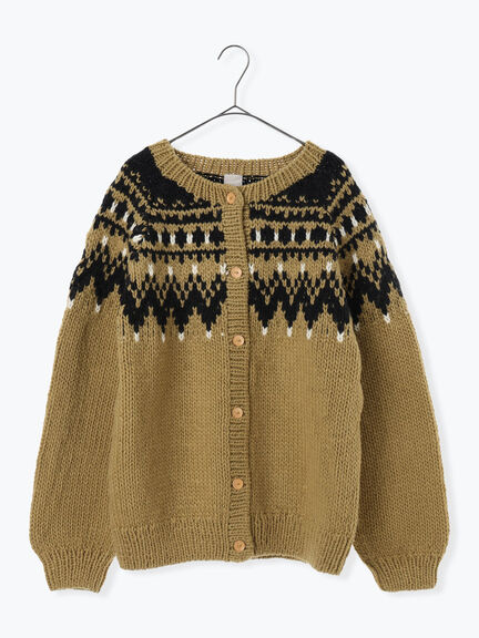 【ペルーニット】ジャカード柄ニットカーディガン（チャコールグレー/オリーブ）｜TSUHARU by Samansa Mos2（ツハルバイサマンサモスモス）通販