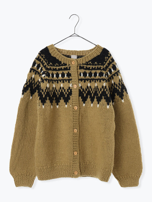 セール】 【ペルーニット】ジャカード柄ニットカーディガン